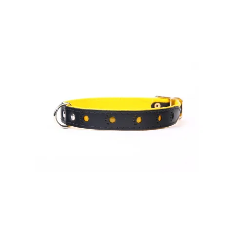 Vista lateral del collar piel luxury huella para perros