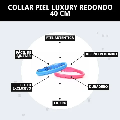 Presentación del collar piel luxury redondo 40 cm en Mar Mascotas