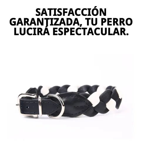 Vista lateral del collar piel trenzada 50 cm