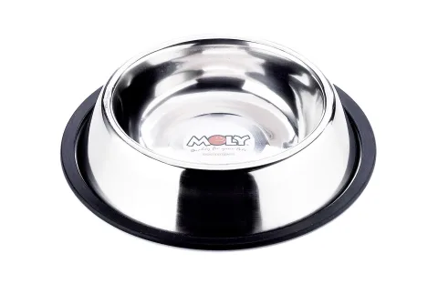 Vista superior del comedero acero inoxidable 0.55L Mar Mascotas