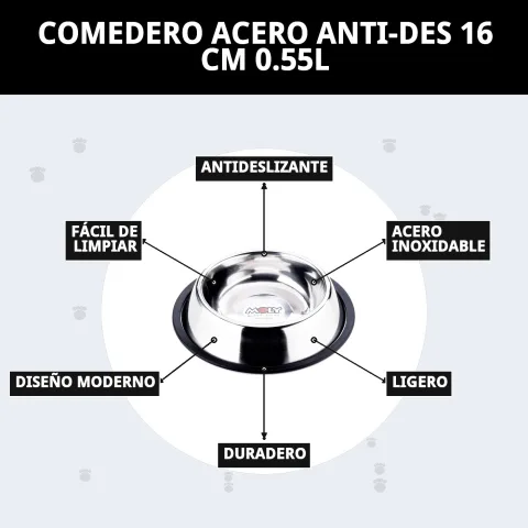 Comedero resistente y duradero de acero inoxidable para mascotas
