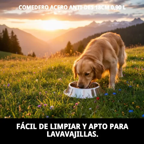 Comedero de acero inoxidable en ambiente doméstico para mascotas