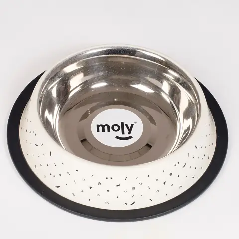 Comedero Moly en acabado negro con base antideslizante
