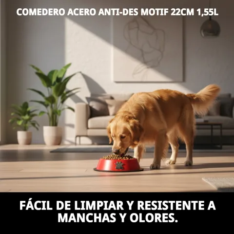 Comedero Motif evitando desplazamientos gracias a la base de goma