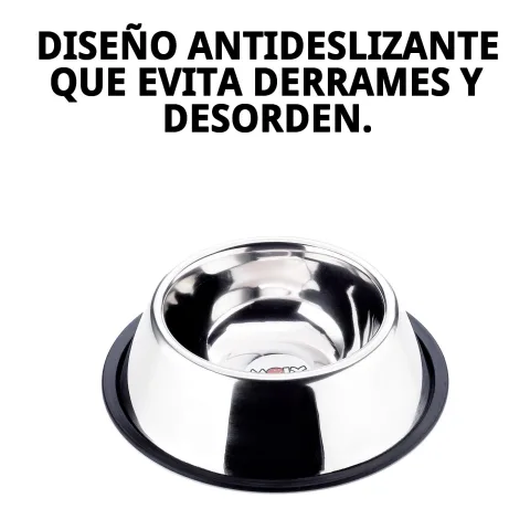 Vista lateral del comedero Cocker acero inoxidable