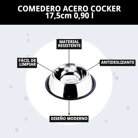 Comedero para perros medianos de acero inoxidable Mar Mascotas