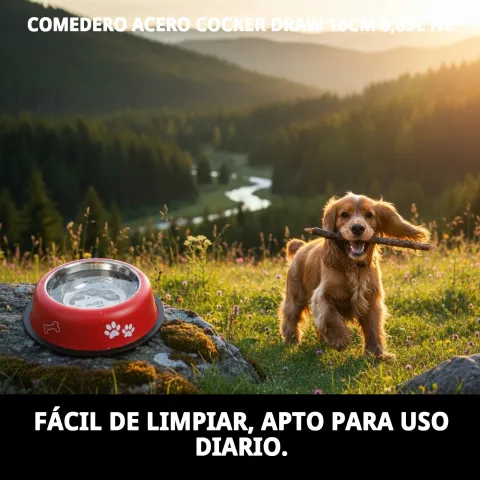 Vista superior capacidad 0,85 litros comedero Cocker Draw