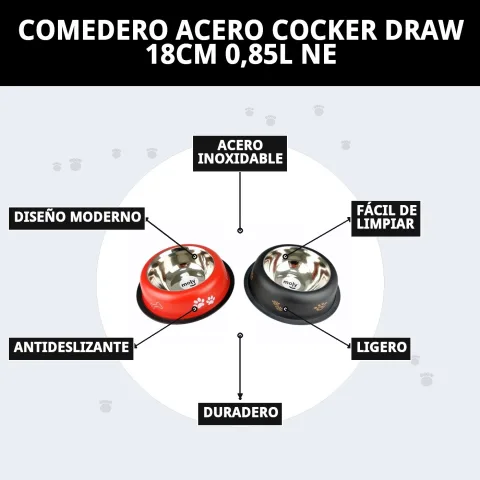 Perro comiendo cómodamente del comedero Cocker Draw