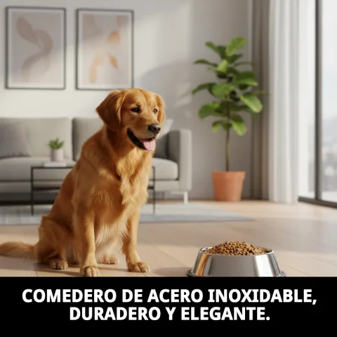 Detalle de material resistente y fácil de limpiar del comedero