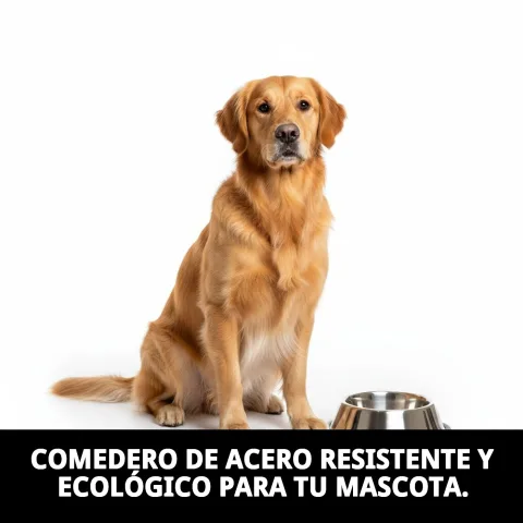 Comedero acero Eco con capacidad de 1,60 litros lleno de alimento