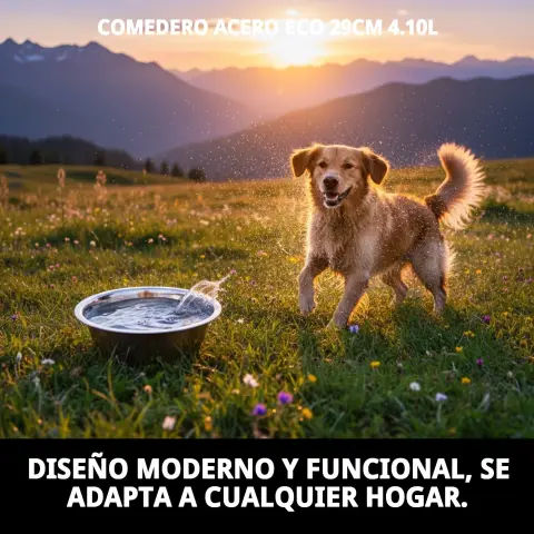 Comedero acero Eco con comida para perros medianos