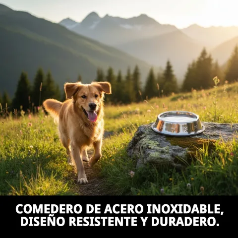 Comedero acero extra con capacidad 0,90 litros para perros y gatos