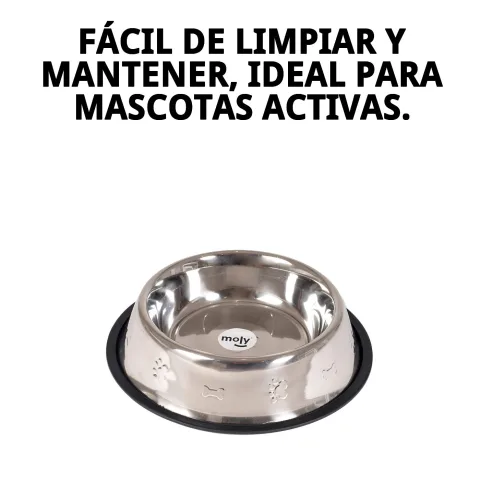 Vista lateral del comedero con base antideslizante en superficie