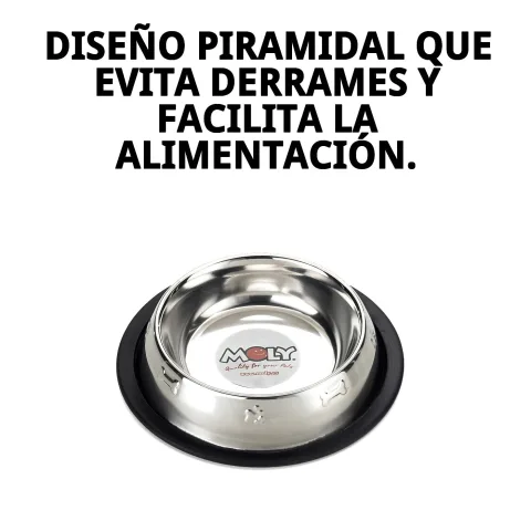 Base piramidal del comedero para evitar vuelcos