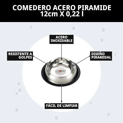 Comedero acero inoxidable pirámide en entorno doméstico