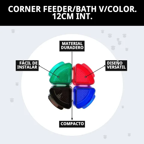 Comedero bañera esquinero con mascota pequeña