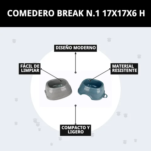 Vista lateral del comedero Break N.1 mostrando altura