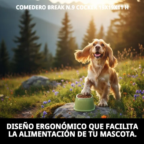Vista lateral del comedero Break N.9 Cocker con base antideslizante