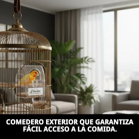 Comedero Canarias placé dans une cage pour animal