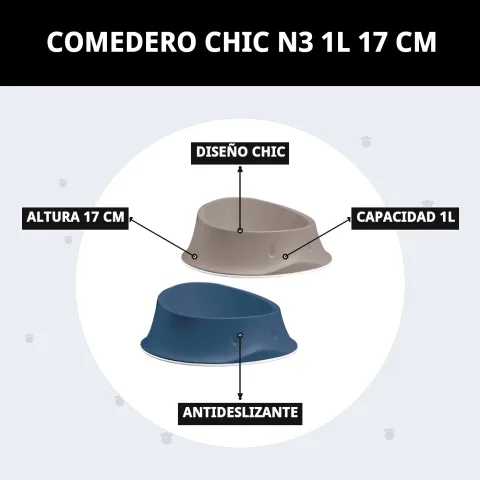 Vista superior del comedero Chic N3 mostrando su diámetro