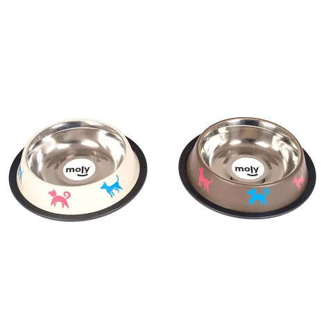Comedero acero inoxidable Draw Mascot color chocolate lateral