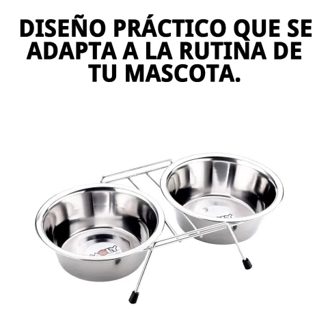 Comedero doble con soporte en zona de mascotas