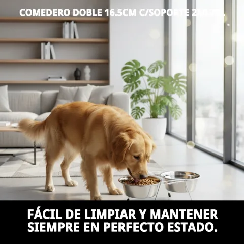 Comedero doble para perros y gatos pequeños y medianos