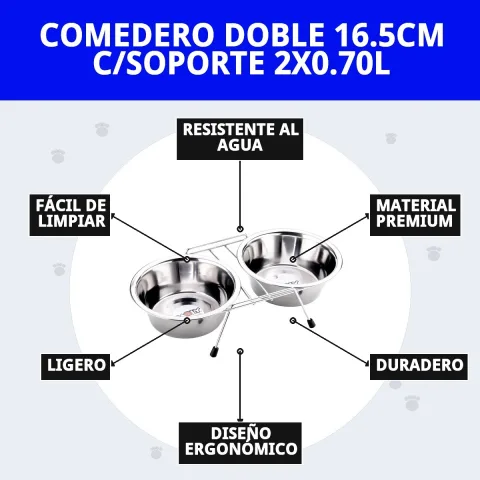 Vista superior del comedero doble con capacidad total