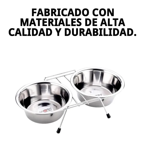 Comedero doble con capacidad de 1,60 litros por recipiente