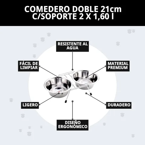 Detalle de la base antideslizante del comedero doble