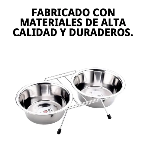 Comedero doble con soporte colocado en suelo para perros