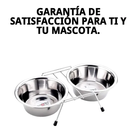 Comedero doble con soporte estable evitando derrames