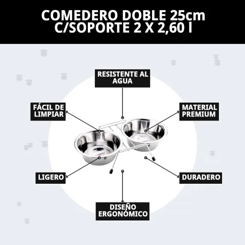 Comedero doble usado por perro de tamaño medio