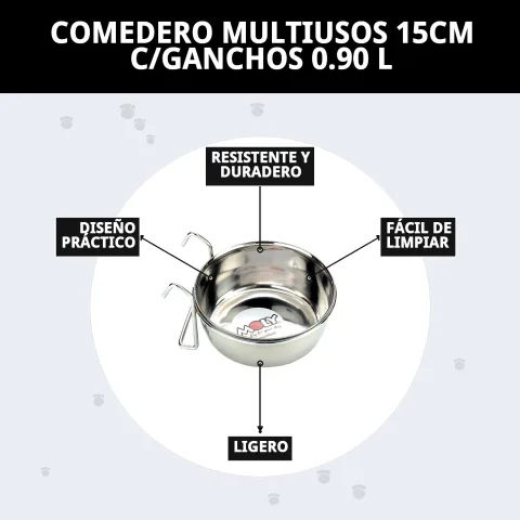 Comedero multiusos fijado en soporte para evitar derrames