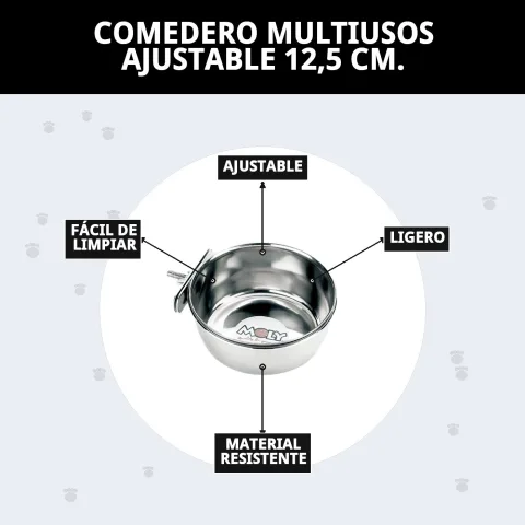 Vista lateral del comedero multiusos ajustable 12,5 cm