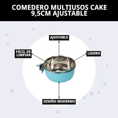 Comedero Cake junto a otros accesorios de Mar Mascotas