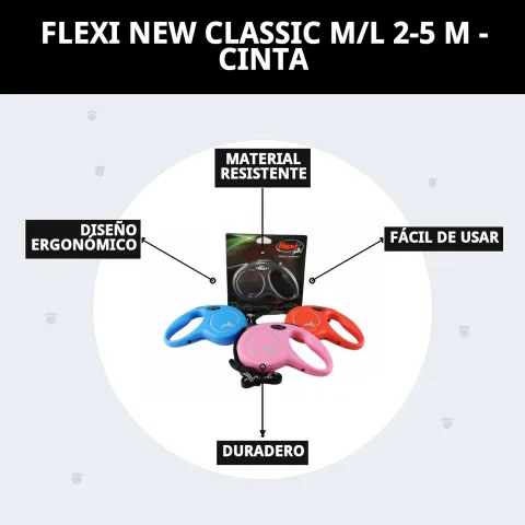 Correa retráctil Flexi New Classic M/L en mano durante paseo