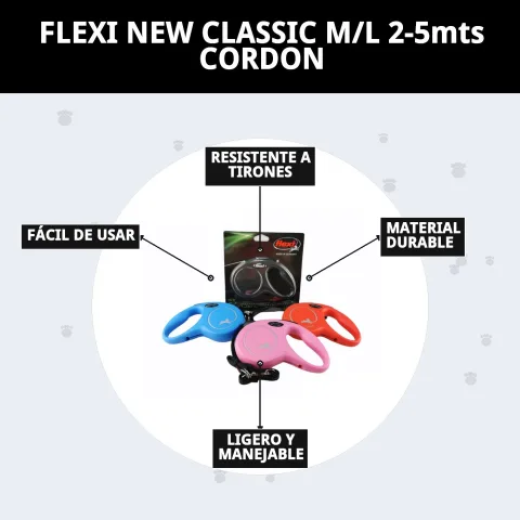 Embalaje y presentación de la correa Flexi New Classic M/L en Mar Mascotas