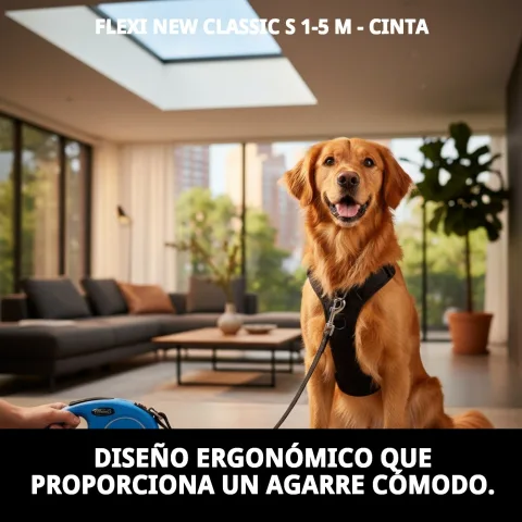 Detalle del mecanismo de bloqueo y freno en correa Flexi New Classic S