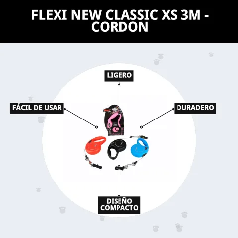 Empaque y presentación de la correa extensible Flexi New Classic XS