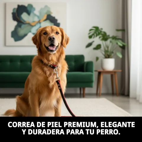 Correa piel Luxury 120 cm en uso con perro en paseo