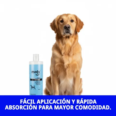 Flacon de crème adoucissante Moly avec étiquette visible