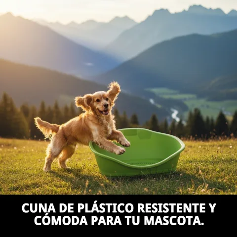 Vista lateral de la cuna de plástico N.3 para mascotas