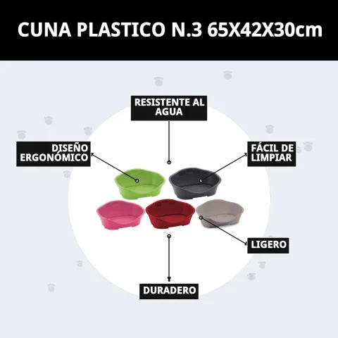 Cuna plástico N.3 con cojín para mayor comodidad