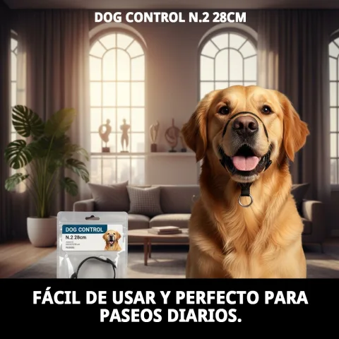 Perro jadeando con bozal DOG CONTROL N.2 puesto