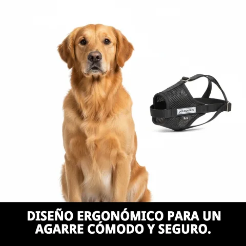 Perro bebiendo agua con bozal DOG CONTROL N.6 puesto