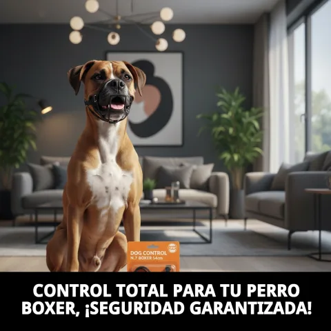 Perro boxer con bozal DOG CONTROL N.7 durante paseo