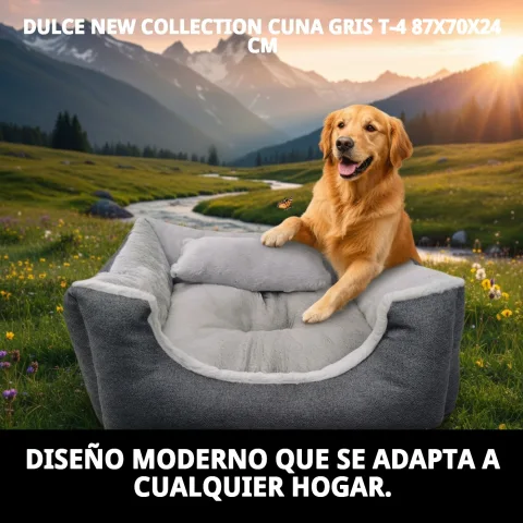 Chien se reposant confortablement dans la corbeille DULCE NEW COLLECTION gris