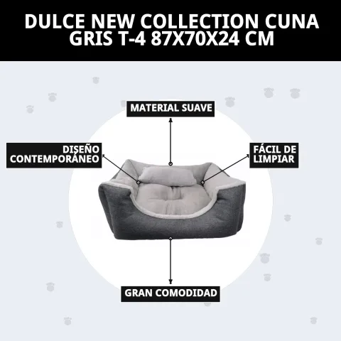 Corbeille pour chiens DULCE NEW COLLECTION gris facile à transporter pour les voyages