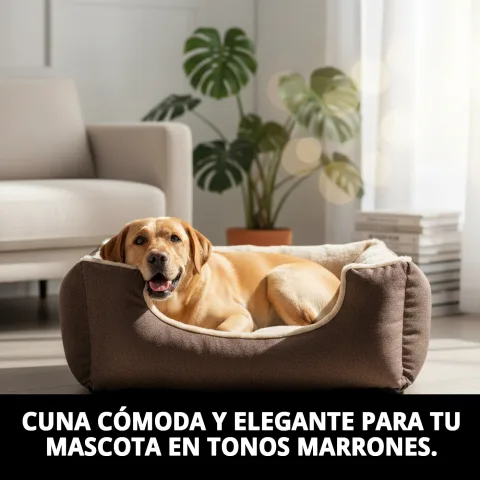 Coussin marron DULCE NEW COLLECTION avec chien moyen reposant